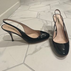Miu Miu Black Patent Leather Slingback Heels